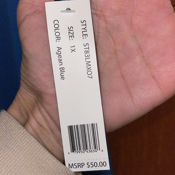 •ZAC & RACHEL•NWT AGEAN BLUE RUFFLE FLOWY BLOUSE SIZE 1X - Picture 5 of 10